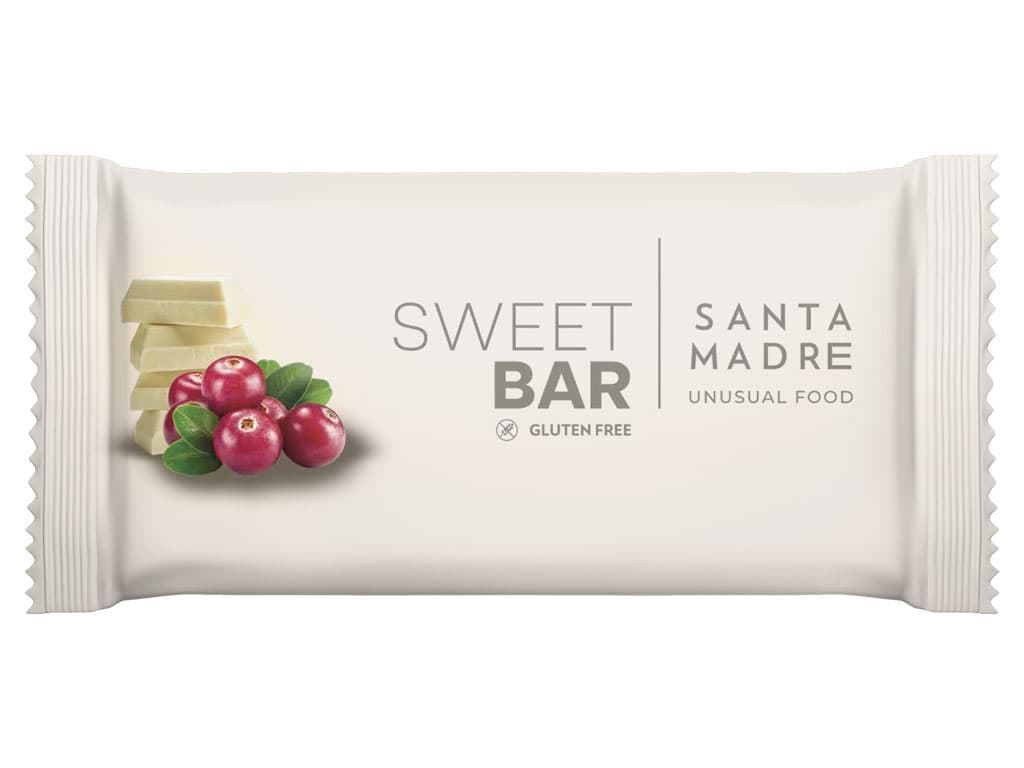 Caja de barritas energéticas SANTA MADRE de avena OATCAKE BAR - "CHOCOLATE BLANCO Y ARÁNDANOS"" - 36x60g."