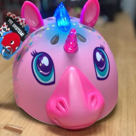 Casco Infantil RASKULLZ Unicornio Rosa con luz