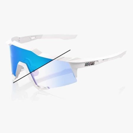 Gafas 100% SPEEDCRAFT Bastille Pearl White Glitter - Lente: Blue Mirror Photochromic